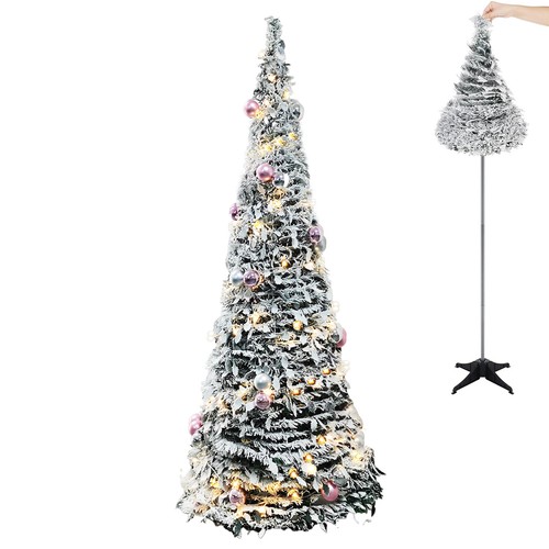 6ft pre lit flocked fully - flocked,
