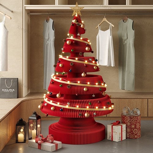 Folding christmas red tree - folding,