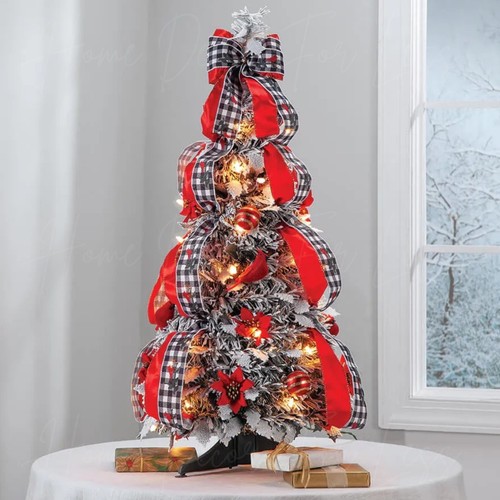 3ft pre lit flocked - pre-lit, decorated